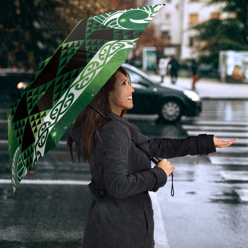 Matariki New Zealand Umbrella NZ Niho Taniwha Maori New Year Green Galaxy