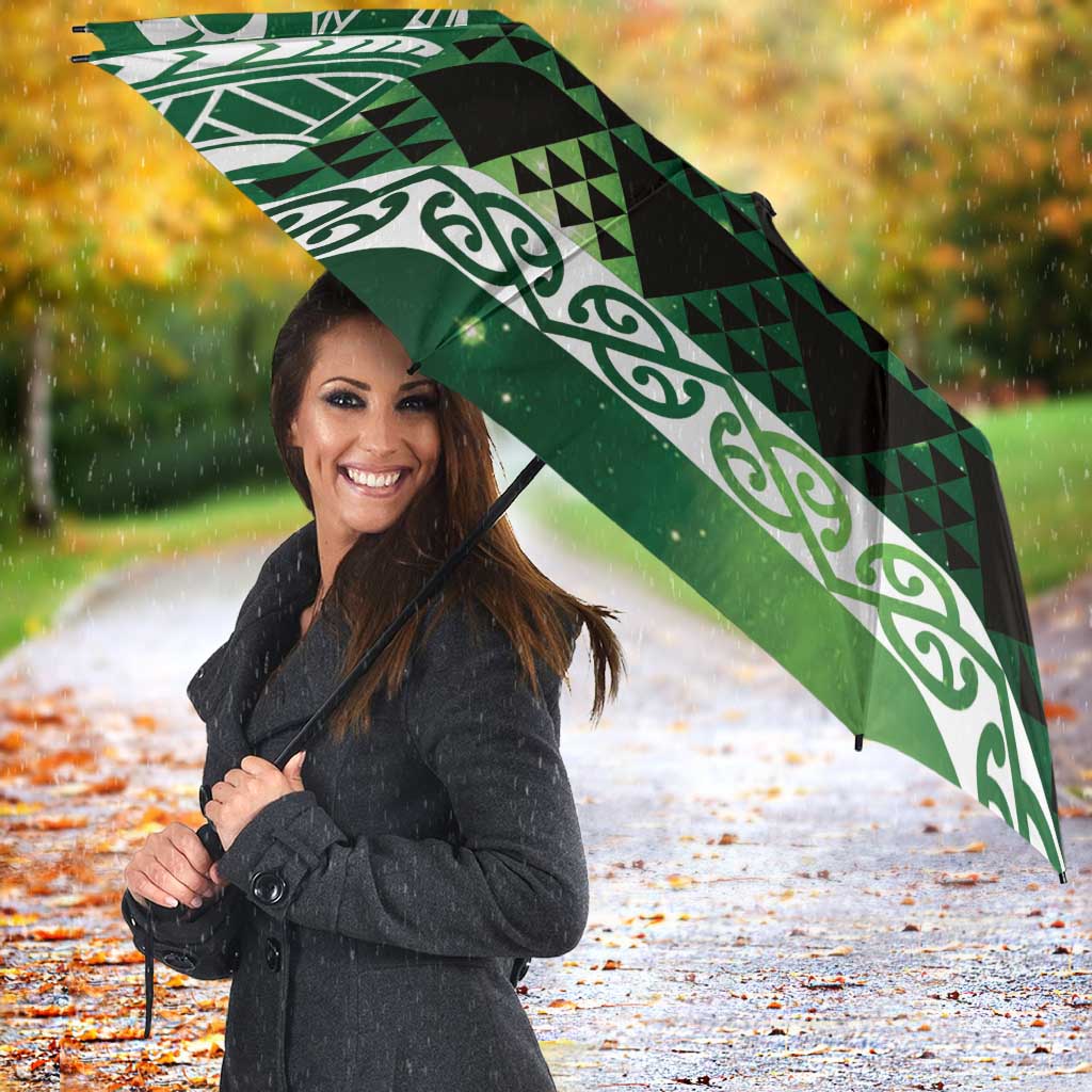 Matariki New Zealand Umbrella NZ Niho Taniwha Maori New Year Green Galaxy