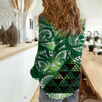 Matariki New Zealand Women Casual Shirt NZ Niho Taniwha Maori New Year Green Galaxy