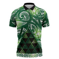 Matariki New Zealand Zipper Polo Shirt NZ Niho Taniwha Maori New Year Green Galaxy