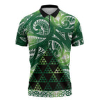 Matariki New Zealand Zipper Polo Shirt NZ Niho Taniwha Maori New Year Green Galaxy