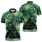 Matariki New Zealand Zipper Polo Shirt NZ Niho Taniwha Maori New Year Green Galaxy