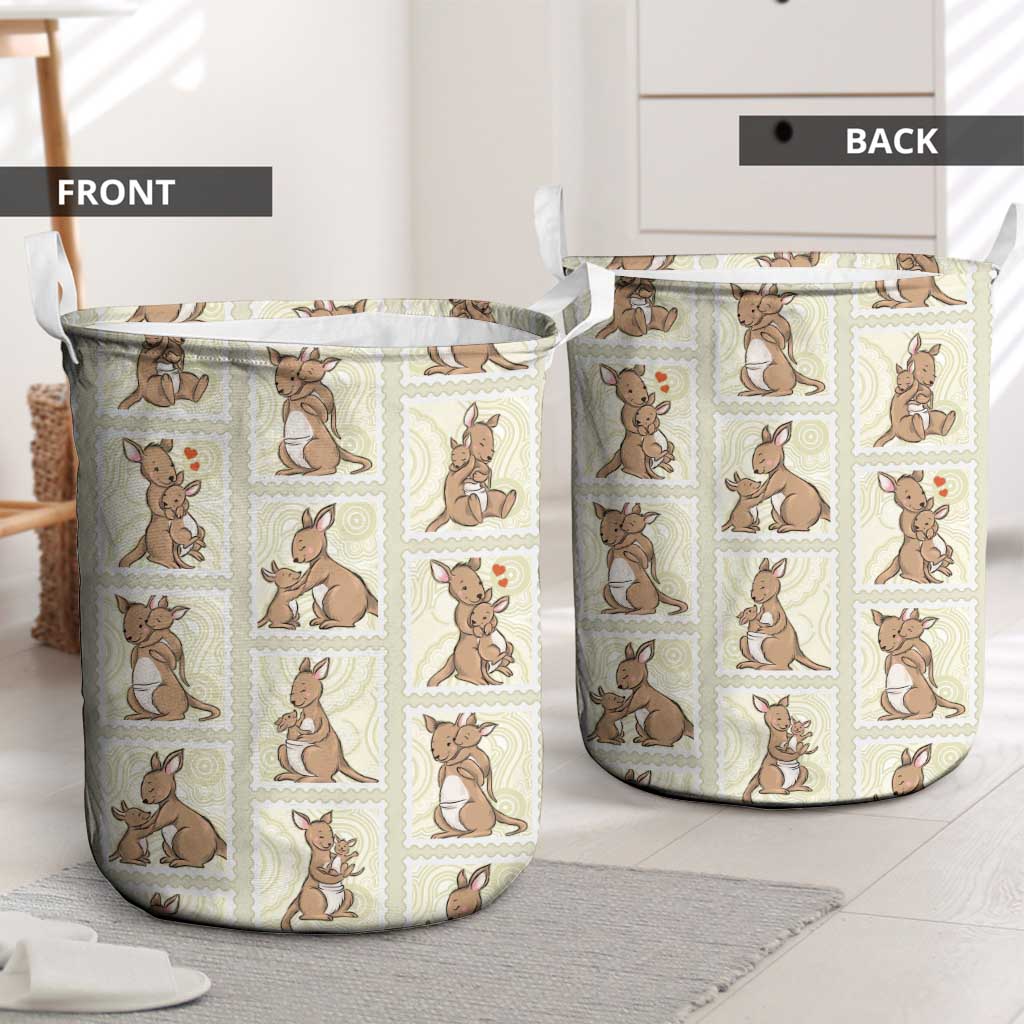 Kangaroo Australia Mother's Day Laundry Basket Mum and Joey Memory Aboriginal Stamp Seamless Style