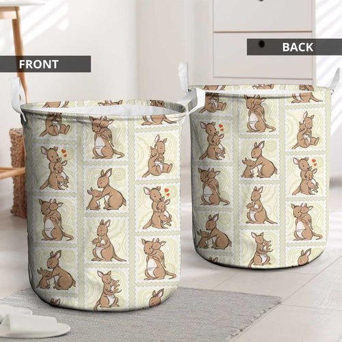 Kangaroo Australia Mother's Day Laundry Basket Mum and Joey Memory Aboriginal Stamp Seamless Style