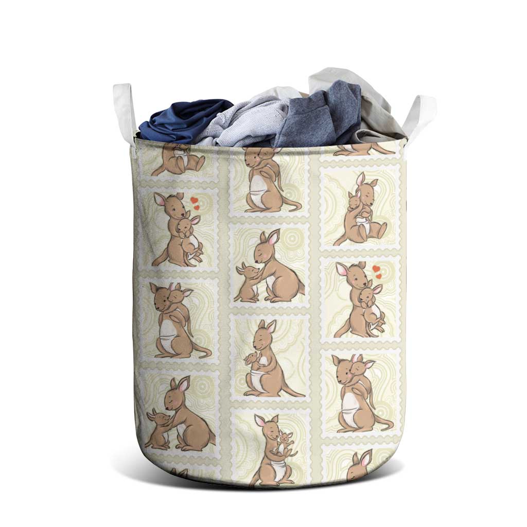 Kangaroo Australia Mother's Day Laundry Basket Mum and Joey Memory Aboriginal Stamp Seamless Style