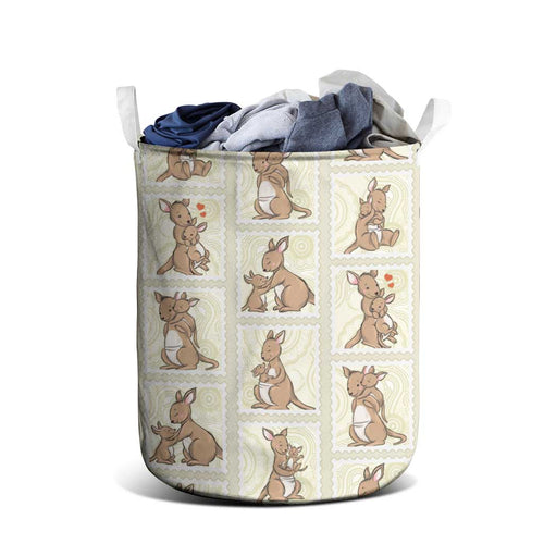 Kangaroo Australia Mother's Day Laundry Basket Mum and Joey Memory Aboriginal Stamp Seamless Style