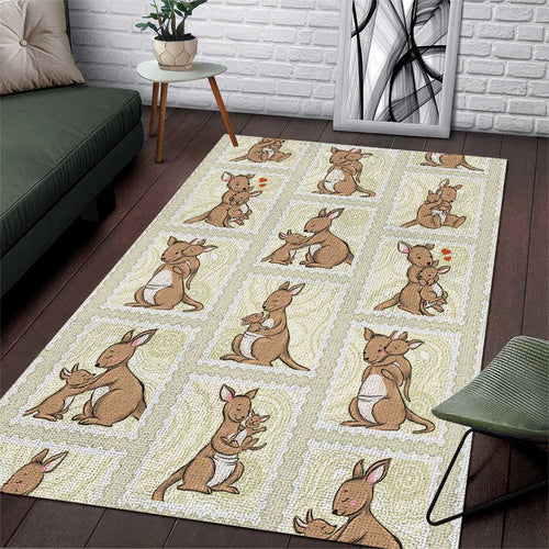 Kangaroo Australia Mother's Day Area Rug Mum and Joey Memory Aboriginal Stamp Seamless Style