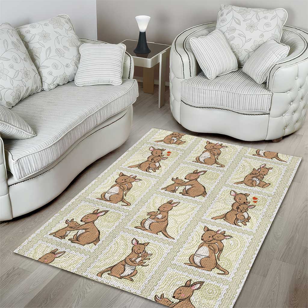 Kangaroo Australia Mother's Day Area Rug Mum and Joey Memory Aboriginal Stamp Seamless Style