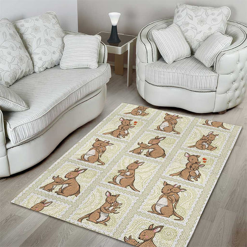 Kangaroo Australia Mother's Day Area Rug Mum and Joey Memory Aboriginal Stamp Seamless Style