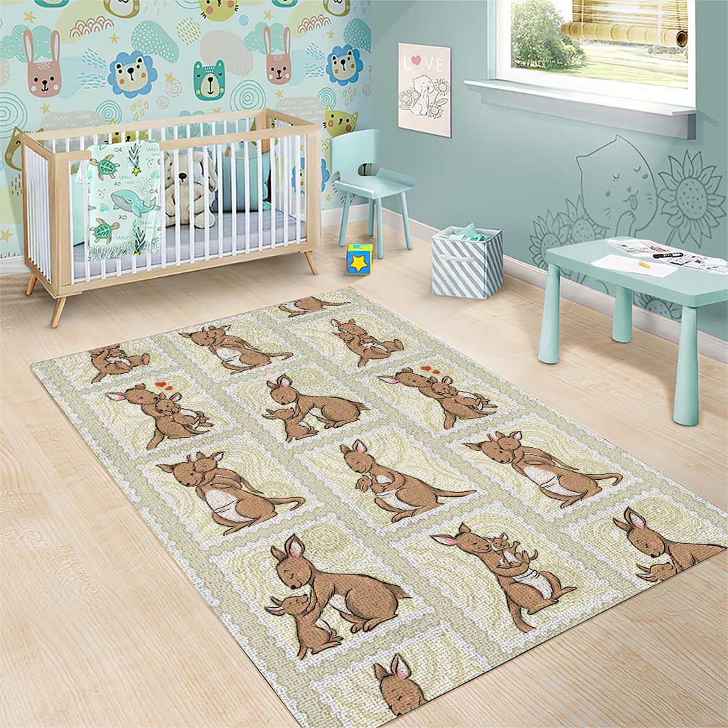 Kangaroo Australia Mother's Day Area Rug Mum and Joey Memory Aboriginal Stamp Seamless Style