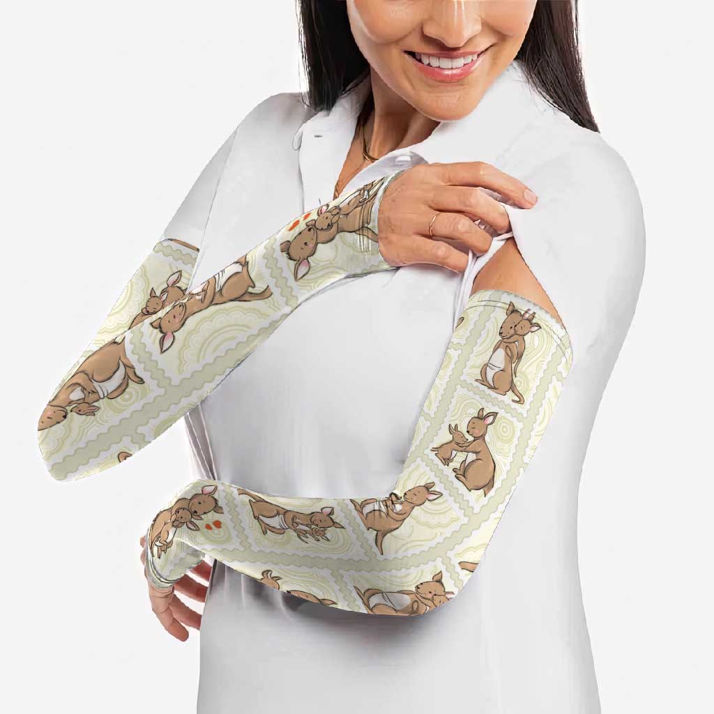 Kangaroo Australia Mother's Day Arm Sleeves Mum and Joey Memory Aboriginal Stamp Seamless Style