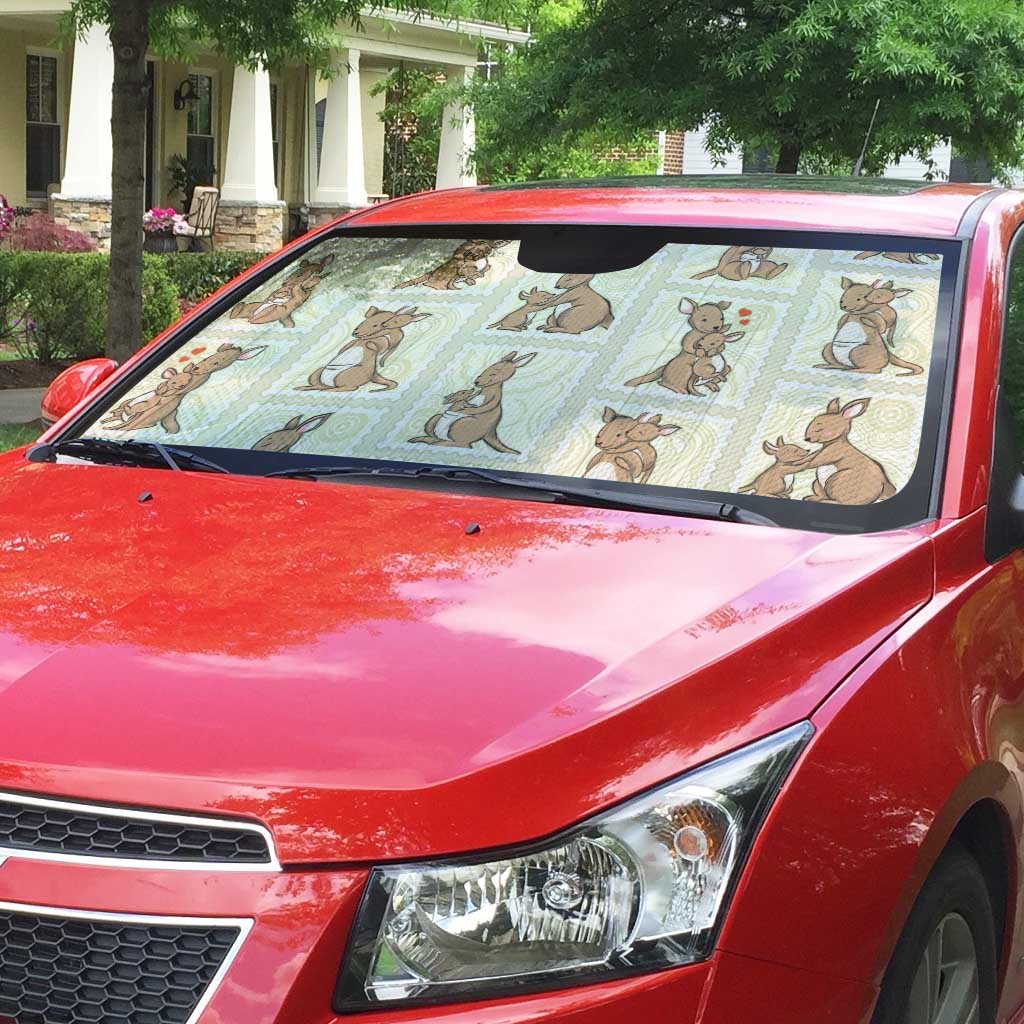 Kangaroo Australia Mother's Day Auto Sun Shade Mum and Joey Memory Aboriginal Stamp Seamless Style