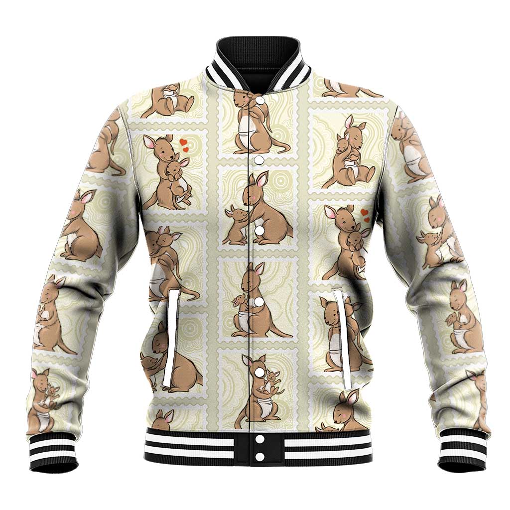 Kangaroo Australia Mother's Day Baseball Jacket Mum and Joey Memory Aboriginal Stamp Seamless Style