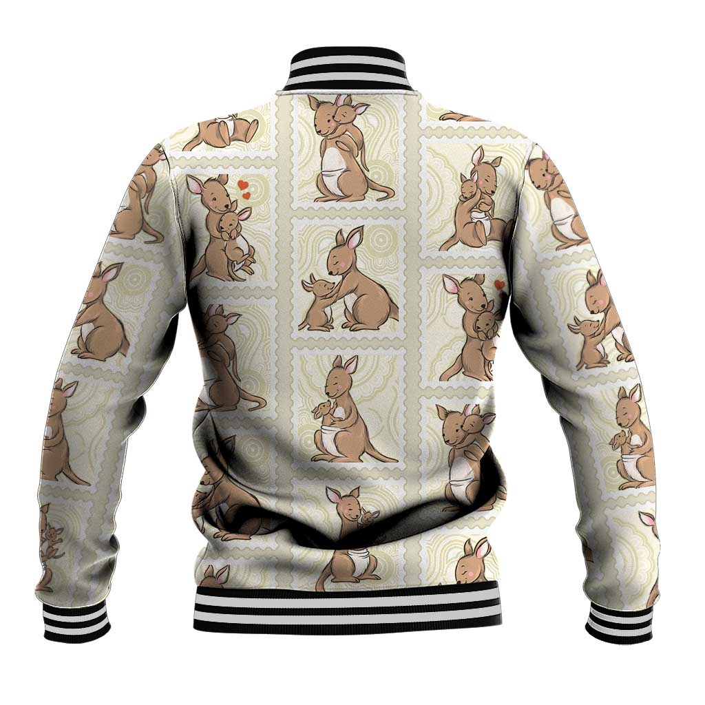 Kangaroo Australia Mother's Day Baseball Jacket Mum and Joey Memory Aboriginal Stamp Seamless Style