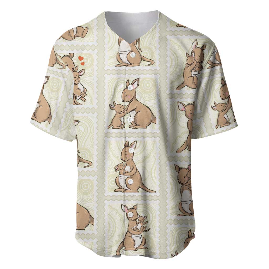 Kangaroo Australia Mother's Day Baseball Jersey Mum and Joey Memory Aboriginal Stamp Seamless Style
