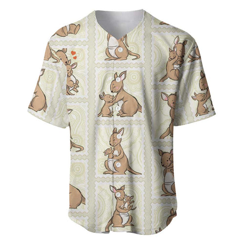 Kangaroo Australia Mother's Day Baseball Jersey Mum and Joey Memory Aboriginal Stamp Seamless Style