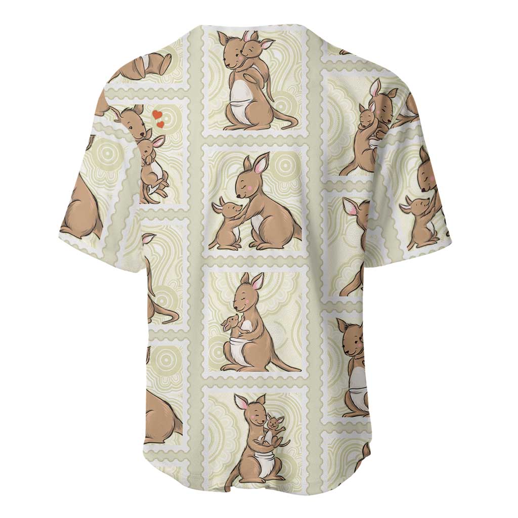 Kangaroo Australia Mother's Day Baseball Jersey Mum and Joey Memory Aboriginal Stamp Seamless Style