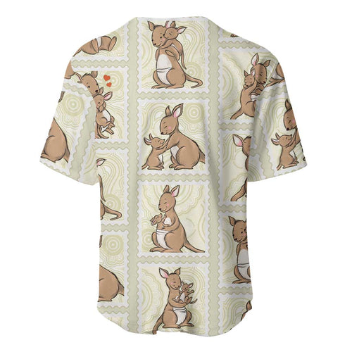 Kangaroo Australia Mother's Day Baseball Jersey Mum and Joey Memory Aboriginal Stamp Seamless Style