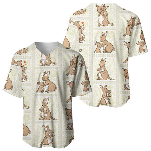 Kangaroo Australia Mother's Day Baseball Jersey Mum and Joey Memory Aboriginal Stamp Seamless Style