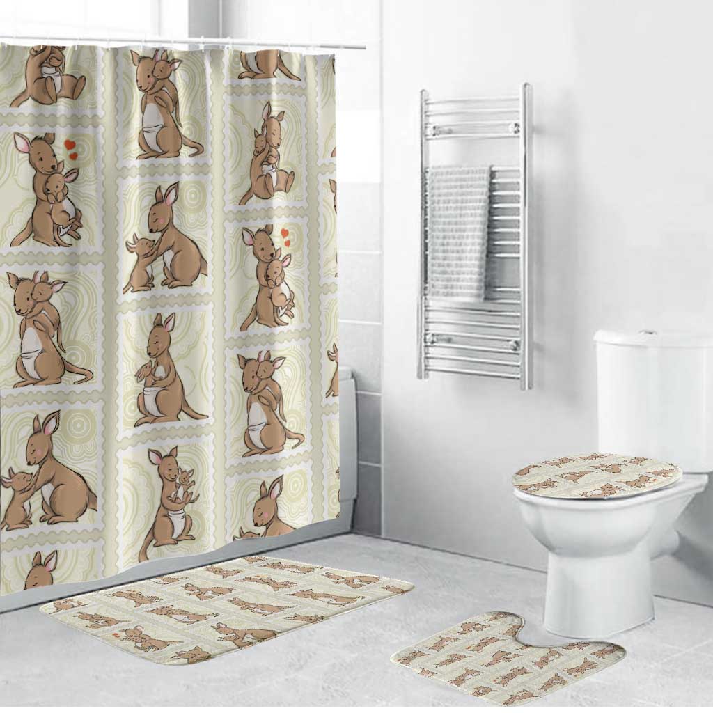 Kangaroo Australia Mother's Day Bathroom Set Mum and Joey Memory Aboriginal Stamp Seamless Style