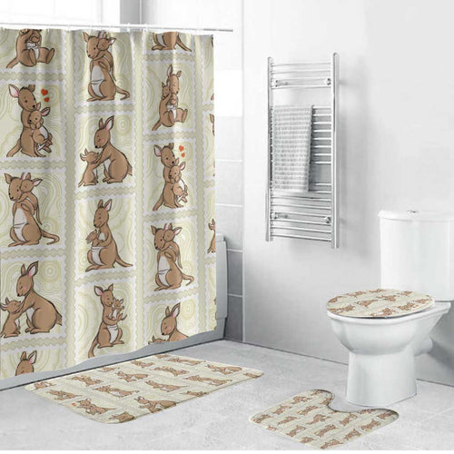 Kangaroo Australia Mother's Day Bathroom Set Mum and Joey Memory Aboriginal Stamp Seamless Style