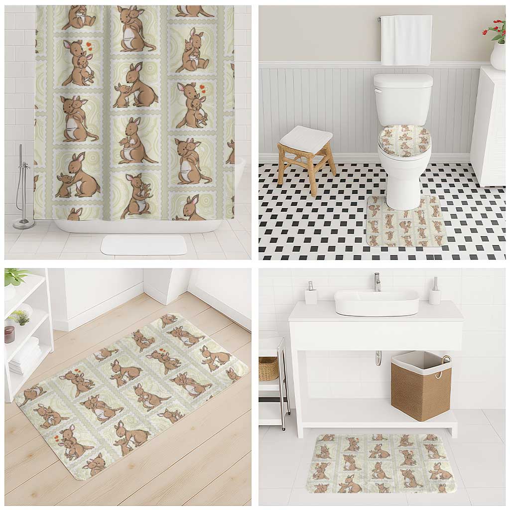 Kangaroo Australia Mother's Day Bathroom Set Mum and Joey Memory Aboriginal Stamp Seamless Style