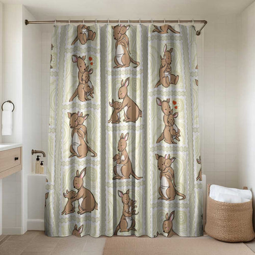 Kangaroo Australia Mother's Day Bathroom Set Mum and Joey Memory Aboriginal Stamp Seamless Style