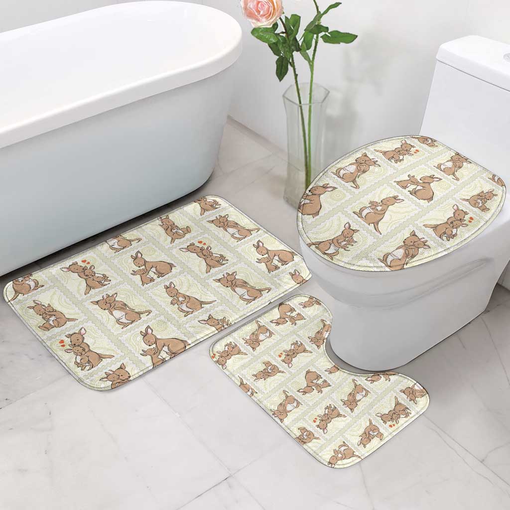Kangaroo Australia Mother's Day Bathroom Set Mum and Joey Memory Aboriginal Stamp Seamless Style