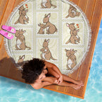 Kangaroo Australia Mother's Day Beach Blanket Mum and Joey Memory Aboriginal Stamp Seamless Style