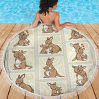 Kangaroo Australia Mother's Day Beach Blanket Mum and Joey Memory Aboriginal Stamp Seamless Style