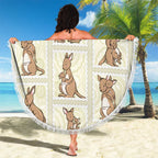 Kangaroo Australia Mother's Day Beach Blanket Mum and Joey Memory Aboriginal Stamp Seamless Style