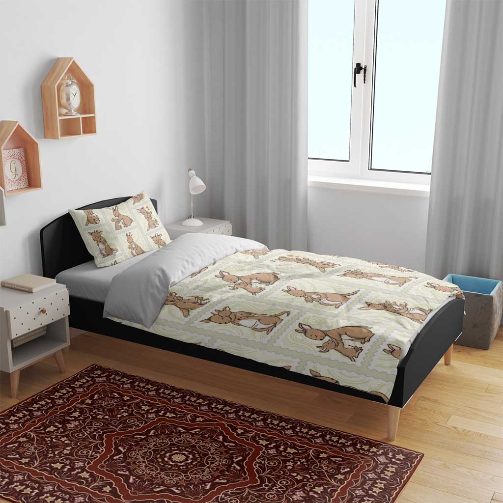 Kangaroo Australia Mother's Day Bedding Set Mum and Joey Memory Aboriginal Stamp Seamless Style