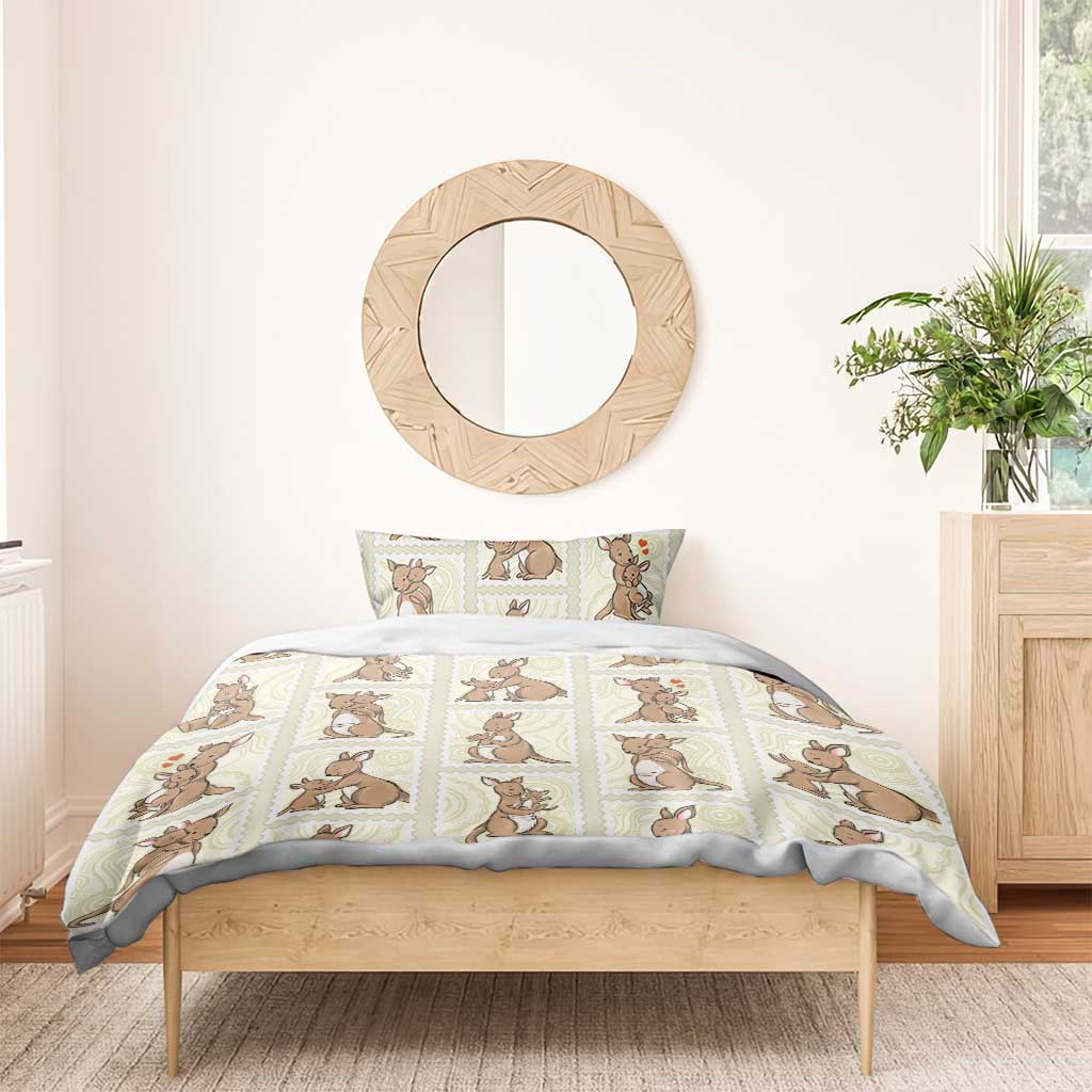 Kangaroo Australia Mother's Day Bedding Set Mum and Joey Memory Aboriginal Stamp Seamless Style