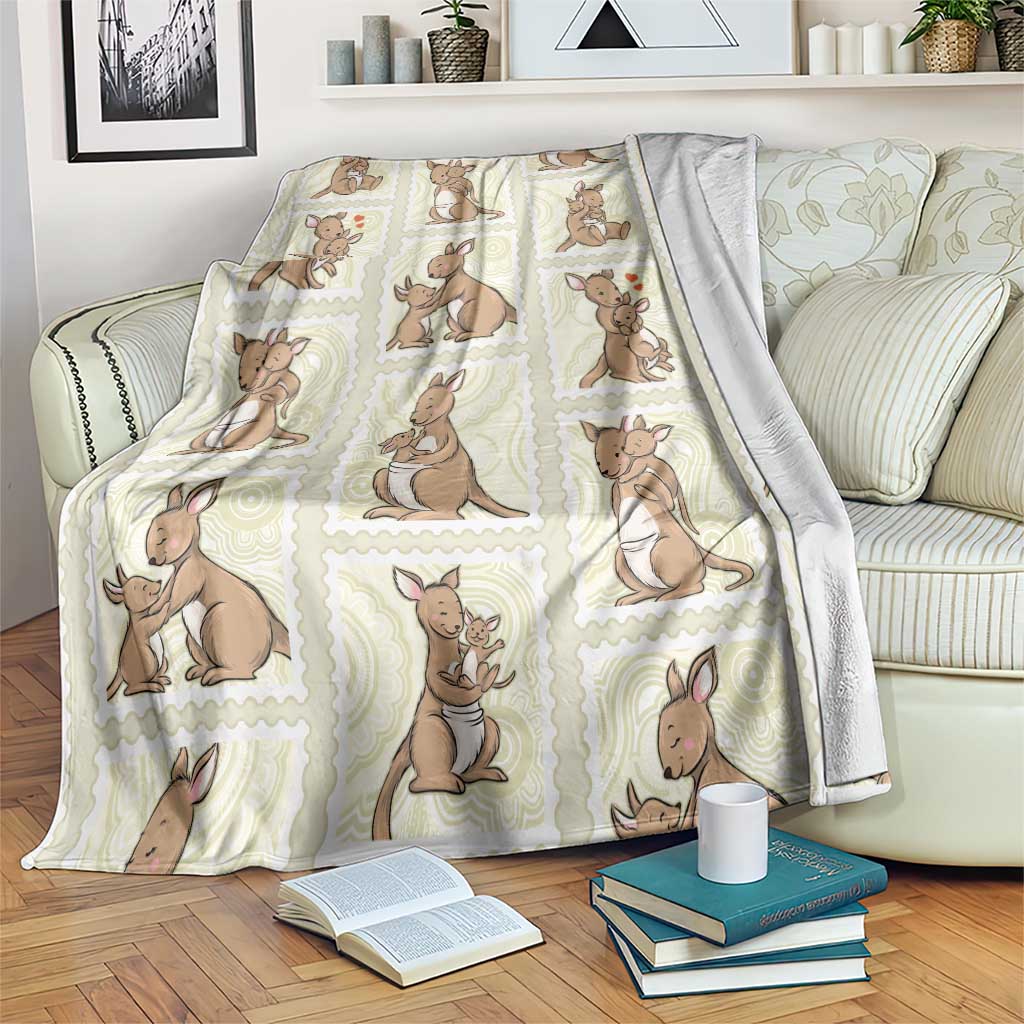 Kangaroo Australia Mother's Day Blanket Mum and Joey Memory Aboriginal Stamp Seamless Style