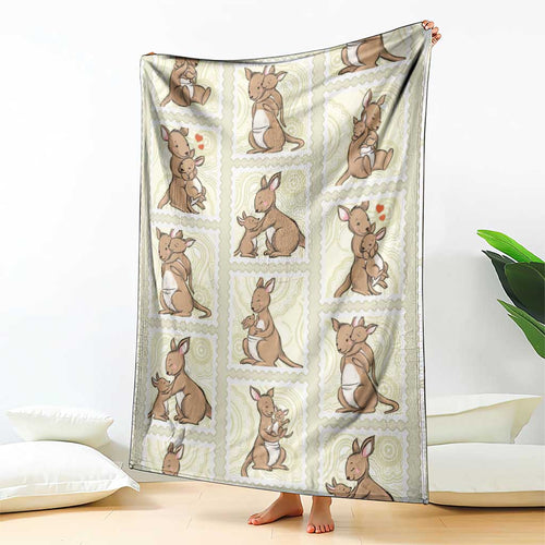 Kangaroo Australia Mother's Day Blanket Mum and Joey Memory Aboriginal Stamp Seamless Style
