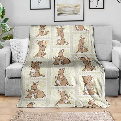 Kangaroo Australia Mother's Day Blanket Mum and Joey Memory Aboriginal Stamp Seamless Style