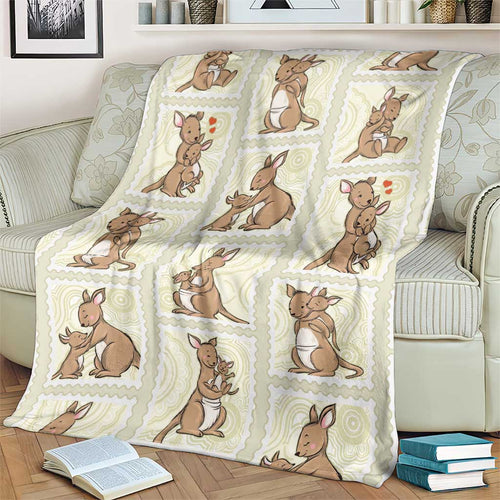 Kangaroo Australia Mother's Day Blanket Mum and Joey Memory Aboriginal Stamp Seamless Style