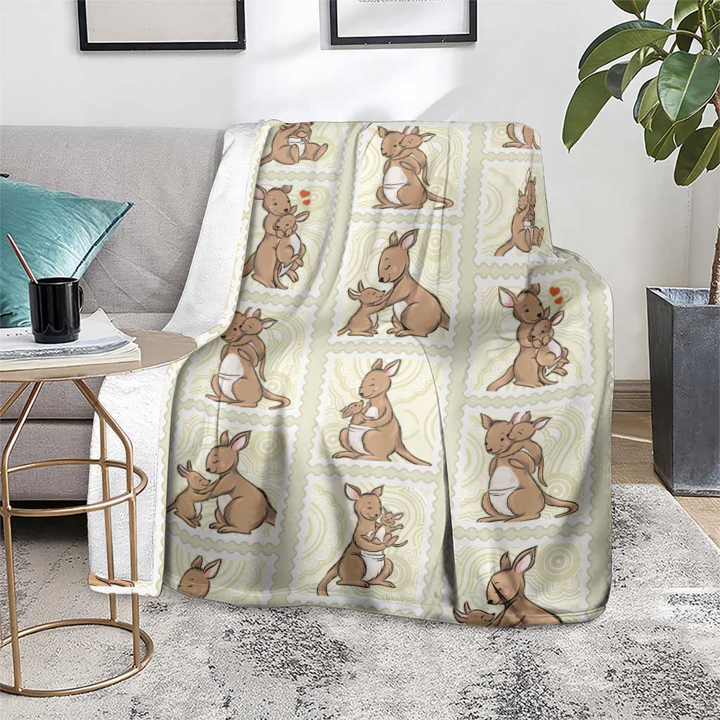 Kangaroo Australia Mother's Day Blanket Mum and Joey Memory Aboriginal Stamp Seamless Style