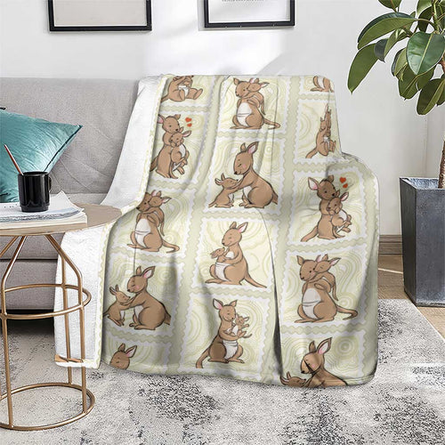 Kangaroo Australia Mother's Day Blanket Mum and Joey Memory Aboriginal Stamp Seamless Style