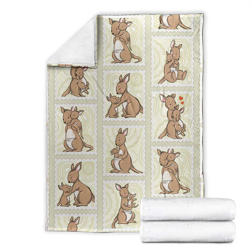 Kangaroo Australia Mother's Day Blanket Mum and Joey Memory Aboriginal Stamp Seamless Style