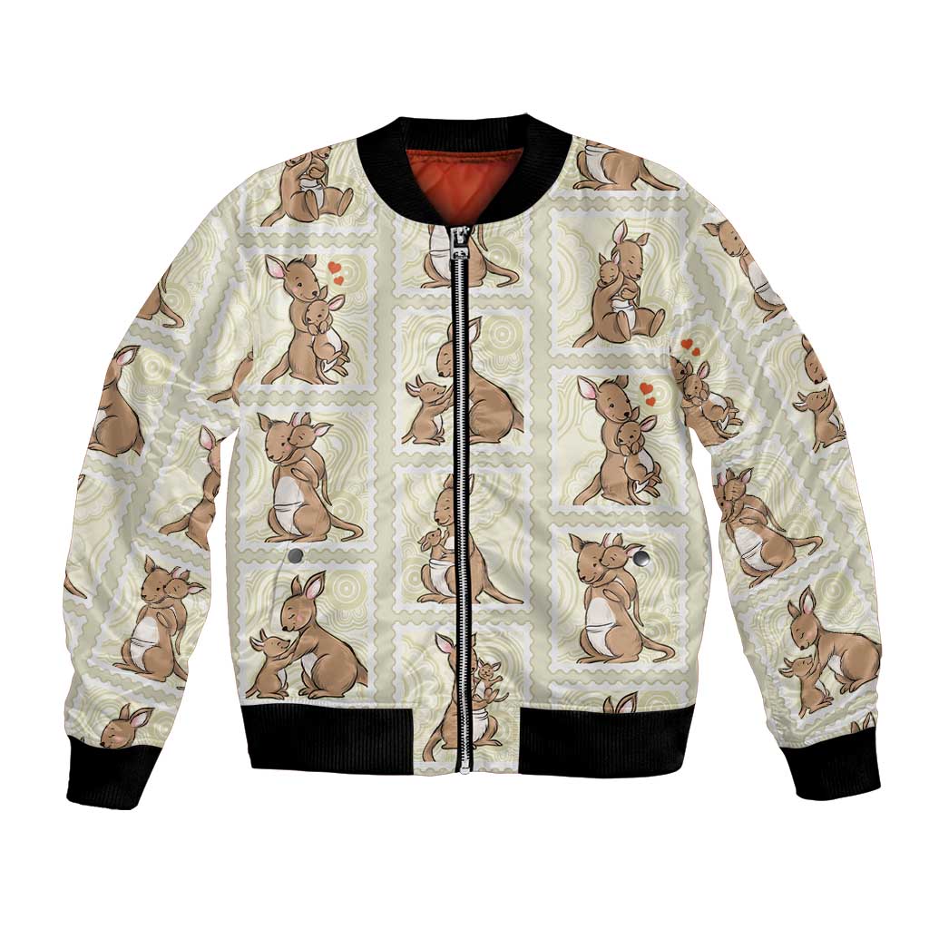 Kangaroo Australia Mother's Day Bomber Jacket Mum and Joey Memory Aboriginal Stamp Seamless Style