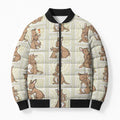 Kangaroo Australia Mother's Day Bomber Puffer Jacket Mum and Joey Memory Aboriginal Stamp Seamless Style