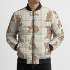 Kangaroo Australia Mother's Day Bomber Puffer Jacket Mum and Joey Memory Aboriginal Stamp Seamless Style
