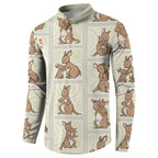 Kangaroo Australia Mother's Day Button Sweatshirt Mum and Joey Memory Aboriginal Stamp Seamless Style