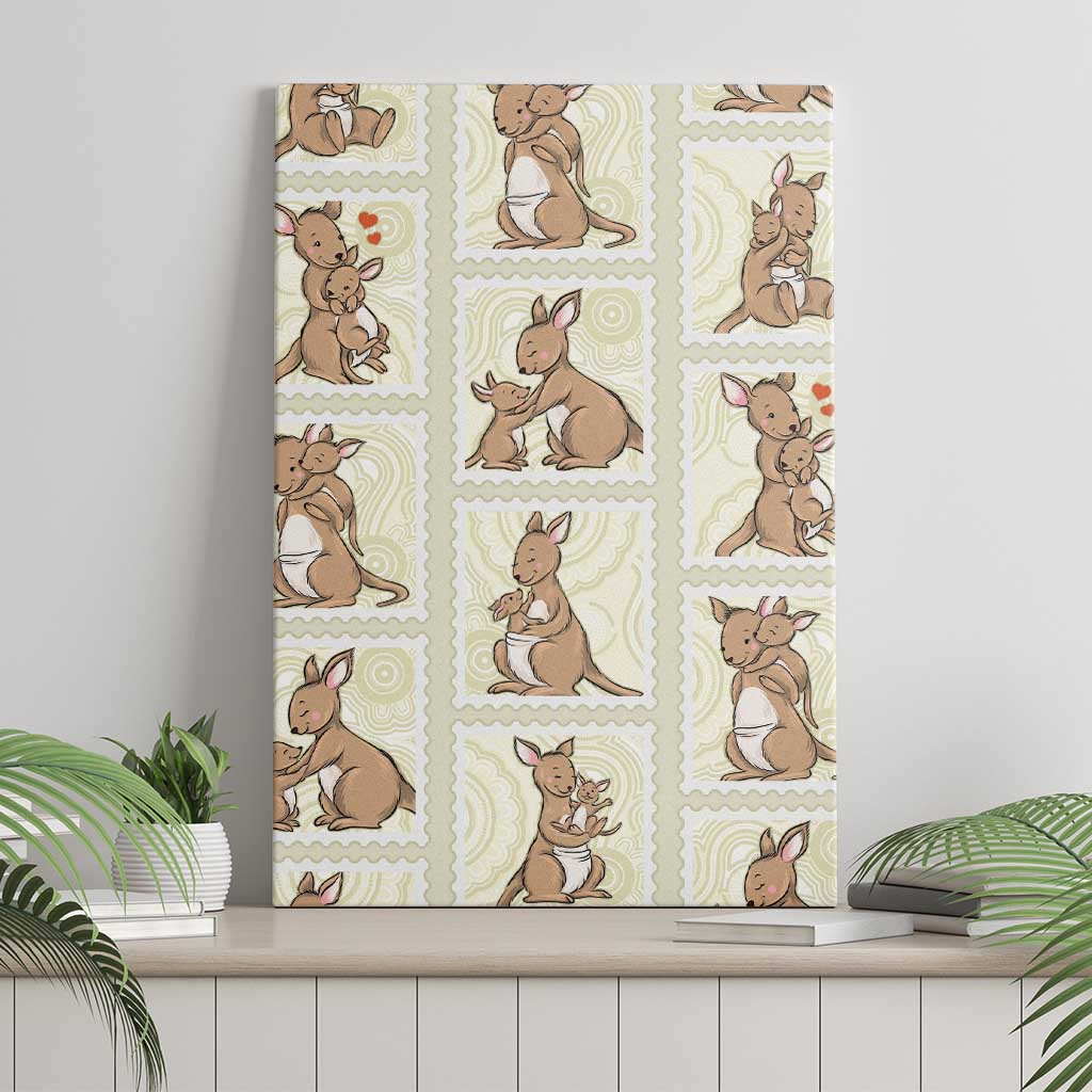 Kangaroo Australia Mother's Day Canvas Wall Art Mum and Joey Memory Aboriginal Stamp Seamless Style