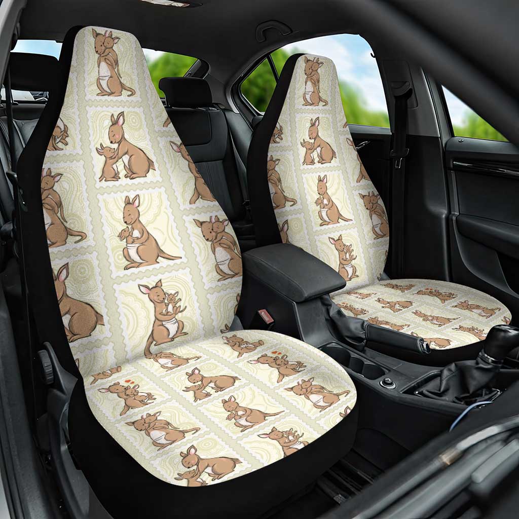 Kangaroo Australia Mother's Day Car Seat Cover Mum and Joey Memory Aboriginal Stamp Seamless Style