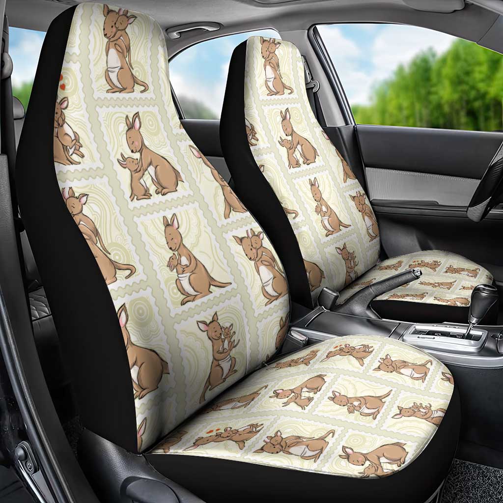 Kangaroo Australia Mother's Day Car Seat Cover Mum and Joey Memory Aboriginal Stamp Seamless Style