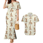 Kangaroo Australia Mother's Day Couples Matching Mermaid Dress and Hawaiian Shirt Mum and Joey Memory Aboriginal Stamp Seamless Style