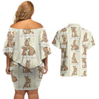 Kangaroo Australia Mother's Day Couples Matching Off Shoulder Short Dress and Hawaiian Shirt Mum and Joey Memory Aboriginal Stamp Seamless Style
