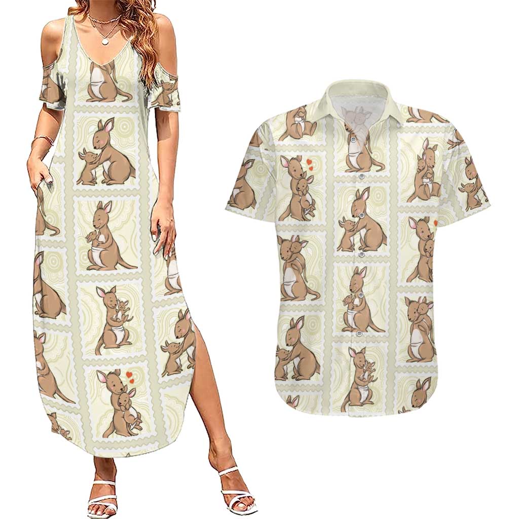 Kangaroo Australia Mother's Day Couples Matching Summer Maxi Dress and Hawaiian Shirt Mum and Joey Memory Aboriginal Stamp Seamless Style
